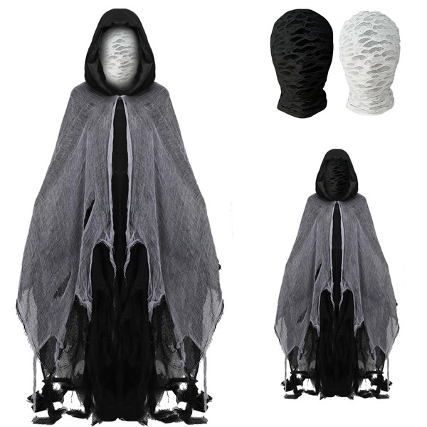 Grim Reaper Cloak With Hood Black Medieval Renaissance Cloak Ghost