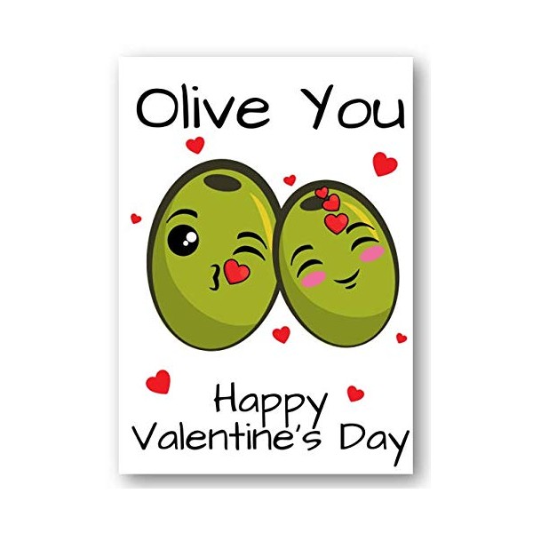 Second Ave Funny Cute Olive You Pun Valentine's Day Card