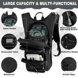 LASUK Lightweight Hydration Backpack with 105 oz 3L Water Bladder, Tactical Molle Running Vest for Men Women, Military Daypack Hydration Pack for Hiking, Cycling, Climbing, Biking, Black