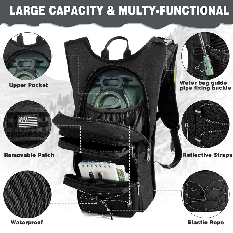 LASUK Lightweight Hydration Backpack with 105 oz 3L Water Bladder,