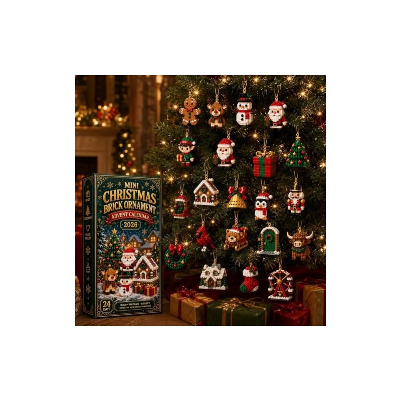 24-Day Mini Christmas Brick Ornament Advent Calendar, Divertidos Sets de