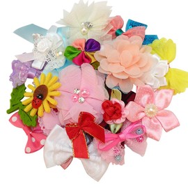 Niangzisewing Mix Lots 50pcs Ribbon Flower Rose Appliques Patches Craft Hair Jewelry Clip Making (Assorted, Assorted)