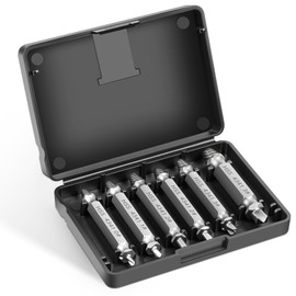 Flintronic 6Pcs Damaged Screw Extractor Set, Rounded Screw Remover Kit and Extractor Bit Set, Made from HSS 4341, Easy Out Bolt Stud Extractor Set Double Ended for Damaged Broken Stripped Screws