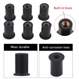 Rubber Nut M6, Tbest Rubber Nut M6, Kayak Well Nuts, Pack of 6 M6 Rubber Nuts Windscreen Screws Fasteners Windshield / Fairing Nuts Kayak Accessories for Motorcycles Kayak Canoe