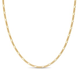 KEZEF 18k 2mm 18kt Gold Plated 925 Sterling Silver Necklace Chains Italian Figaro 22 Inch Necklace Chain Solid Silver Necklace for Women Mens Necklace Chain