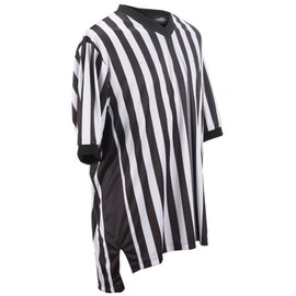Adams USA Smitty Performance Interlocking Elite Side Panel V-Neck Referee Shirt (Black/White, Large)