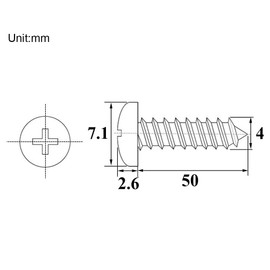 Drenky M4X50 50PCS Phillips Pan Head Screws 304 Stainless Steel Self-Tapping Screws Self-drilling Wood Screws Standard Cross Groove Full Thread Woodworking Fastener (M4X50 50Pcs)