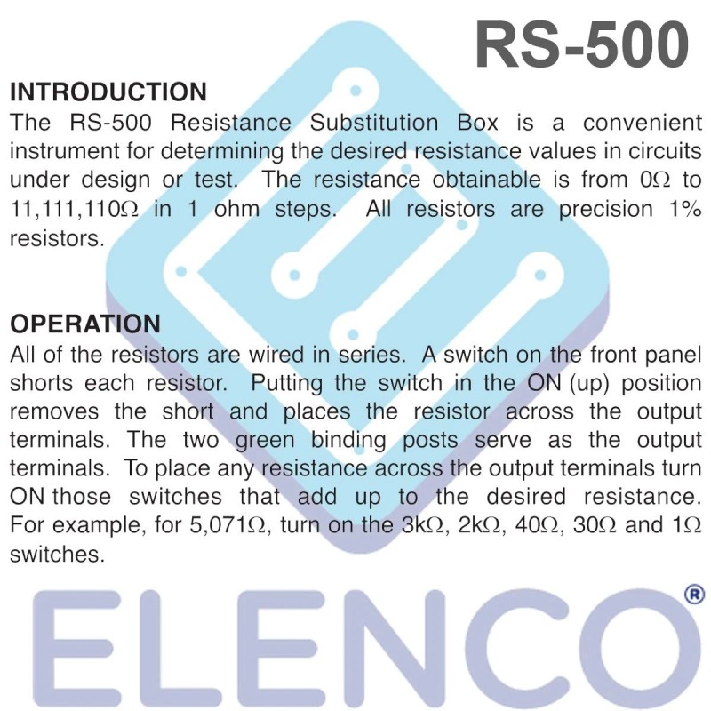 Elenco Resistance Substitution Box | Resistance Range From 1 To