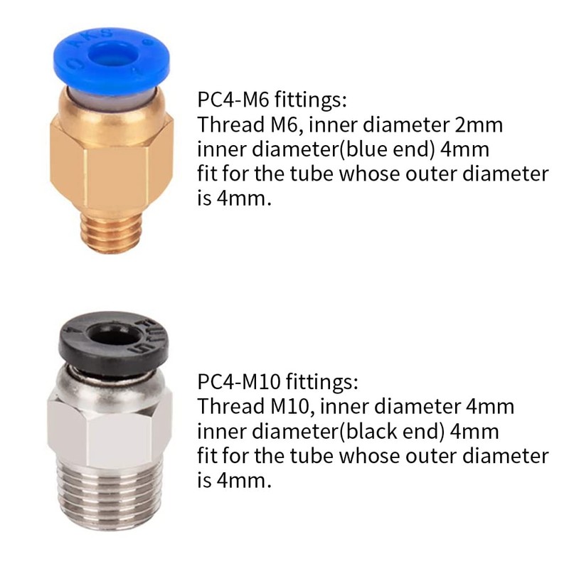 Aokin 10 Pcs PC4-M6 Pneumatic Fitting and 10 Pcs PC4-M10