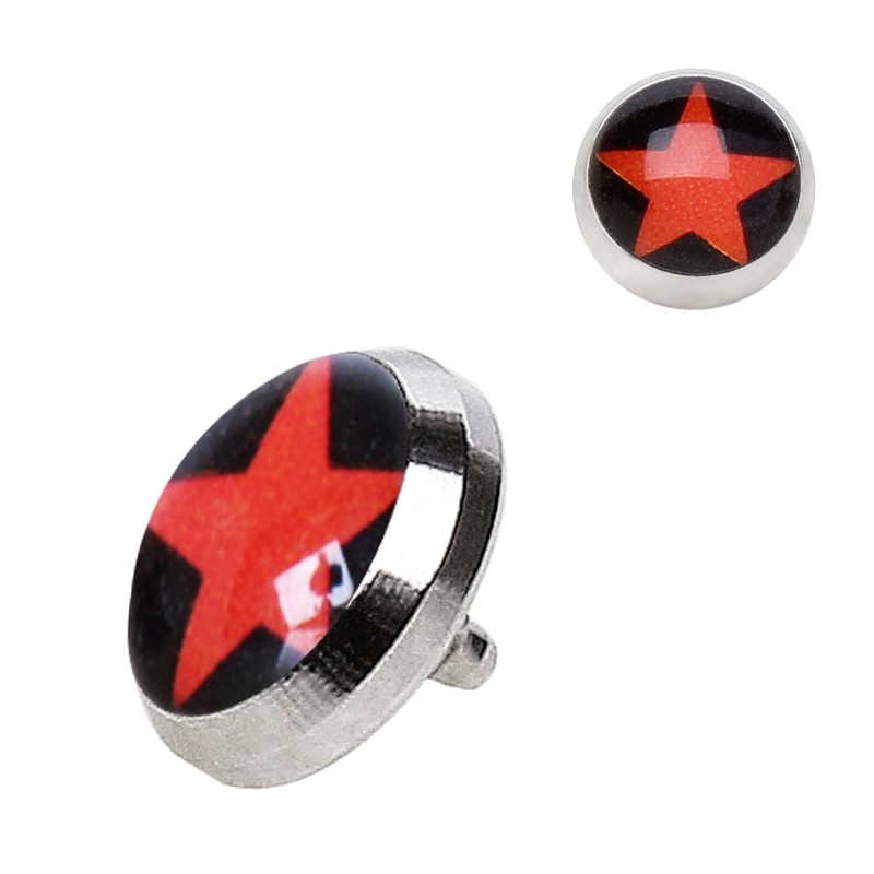 Pierced Owl 316L Stainless Steel Red Star Logo Dermal Anchor