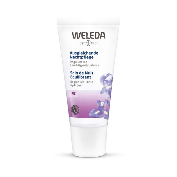 WELEDA Iris Night Cream, 1.0 fl oz (30 ml), Water Retention Care, Night Face Cream, Night Care, Cream, Moisturizing, Concentrated Moisturizing, Floral Scent, Naturally Derived Ingredients, Organic, 1.0 fl oz (30 ml) (x 1)