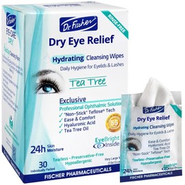 Dr. Fischer Daily hygienic & hydrating eyelid wipes- Complementary aid for dry eye syndrome & cleanse the eye area of ocular secretions. Moisture enriched to effectively clean & moisturize (30 Wipes)