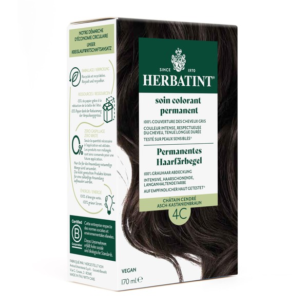 Herbatint Permanent Hair Dye Gel 4C Ash - Chestnut Brown