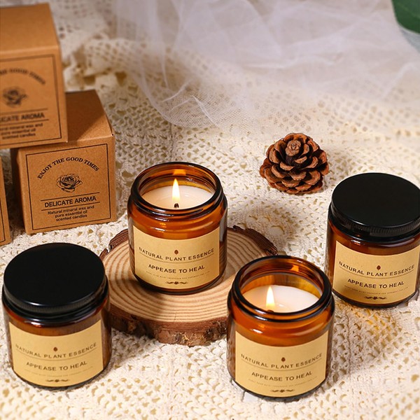 Velas Aromáticas,Juego de 4 Piezas Velas Perfumadas para Mujer,Vela de