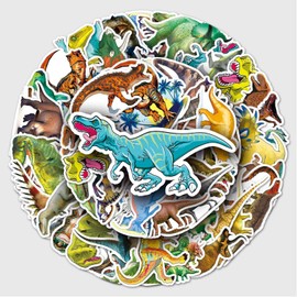 Bric Dodo Pack of 50 Dinosaur Stickers Car Laptop Phone Guitar Skateboard Motorcycle Bicycle Dinosaur Stickers Set Vinyl Waterproof Aesthetic Stickers for Teenagers Children Adults