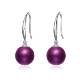 GLESOS Pearl Earrings Round Ball Pearl Drop Earrings Hypoallergenic Pearl Dangle Earrings for Women Girls Purple 10mm
