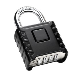 Xkimos Heavy Duty Padlock with Combination 52mm 4 Digit, Combination Padlock with 8mm Steel Shackle, [Weatherproof] Outdoor Padlock for Gym Lockers, for Doors, Garages, Gyms, Fences