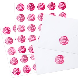 Whaline 500Pcs Rose Flower Stickers Pink Foil Flower Envelope Seal Stickers Self-Adhesive Label Decals for Wedding Invitation Greeting Cards Envelope Seal Wrapping Craft Gift Decor