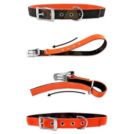RUFFIN' IT Reversible Collar, Medium, Camo/Safety Orange