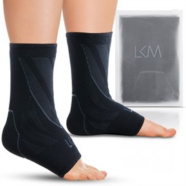 LKM Ankle Brace for Women and Men - Ankle Compression Sleeve to Help Relieve Joint Pain, Speed Injury Recovery, and Reduce Swelling - Breathable and Lightweight Ankle Support (One Pair)