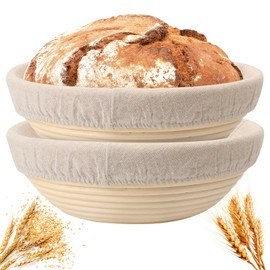Banneton Bread Proofing Basket Set of 4PCS 9 Inch Round Sourdough Dough Proofing Bowls for Sour Dough Bread Baking Supplies, Proofing Basket or Home Sourdough Bakers Baking