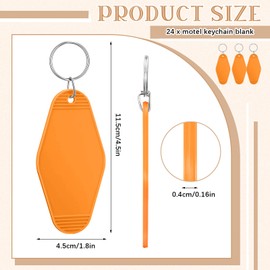 Pinkunn 24 Pcs Vintage Motel Keychain Blank DIY Heat Transfer Keychains Bulk Sublimation Plastic Hotel Backpack Key Tags(Orange)