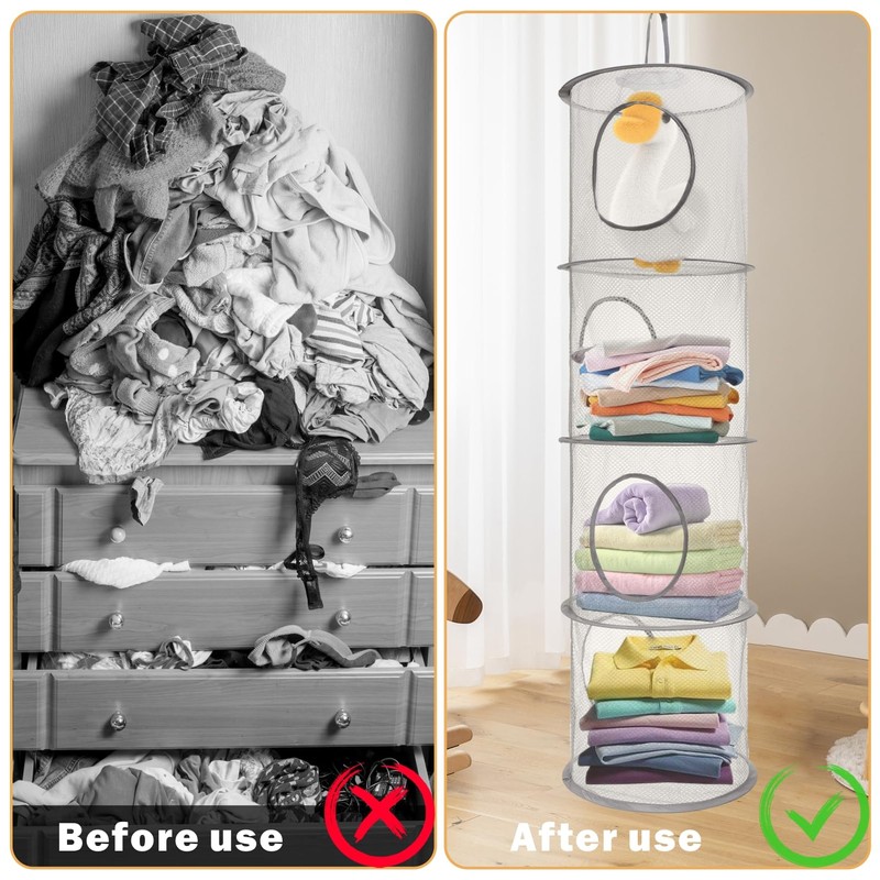 2Pcs Hanging Toy Storage Net, 4 Tier Hanging Storage Mesh,