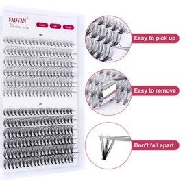 Lash Clusters 280Pcs Individual Lashes 30D 40D 9-16mm Mixed D Curl 0.07 Natural Soft Wispy False Eyelashes DIY Eyelash Extensions at Home by FADVAN (10D+20D-0.07D, 9-16mm)