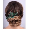 Teyglen Flower Rhinestone Wedding Hair Comb Bridal Crystal Side Hair Comb Sparkly Headpiece Wedding Hair Accessories for Women Bridesmaid Hair Piece (Peacock green)