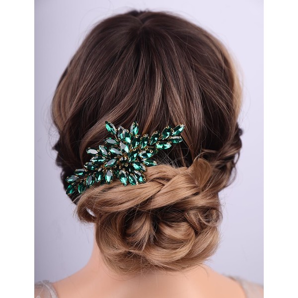 Teyglen Flower Rhinestone Wedding Hair Comb Bridal Crystal Side Hair