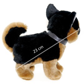 tachi Standing Plush Dog Cuddly Toy Shepherd Dog Black Brown Stuffed Animals with Lead 23 cm