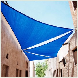 ColourTree 24' x 24' x 24' Blue Triangle Sun Shade Sail Canopy Awning Shelter Fabric Cloth Screen - UV Block UV Resistant Heavy Duty Commercial Grade - Outdoor Patio Carport - (We Make Custom Size)