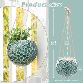 Chonsun Ceramic Hanging Planter Mosaic Hanging Flower Pot Small Plant Pot for Indoor Plant Disco Ball Planter with Drainage