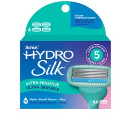 Schick Hydro Silk Sensitive Women's Razor Blade Refills, 4 Count | 5-Blade Razors for Women Sensitive Skin | Womens Razor Refills for Sensitive Skin
