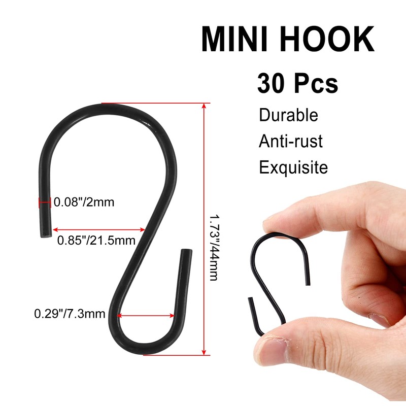 Rierdge Metal Small S Hook Black Hanging Hooks S Shaped