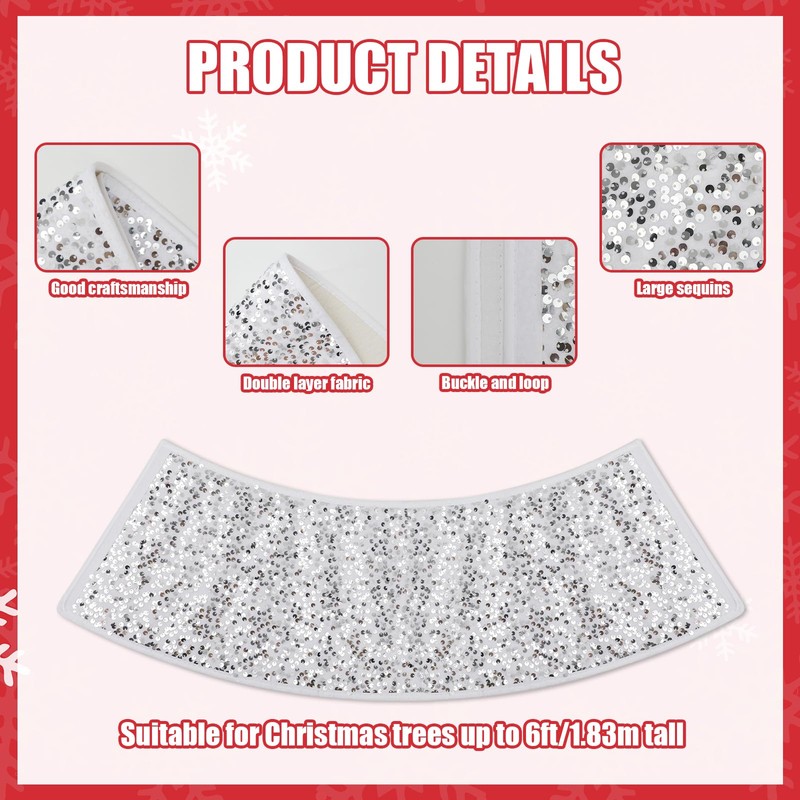 Christmas Tree Collar, Glitter Sequin Tree Skirt Christmas Tree Ring