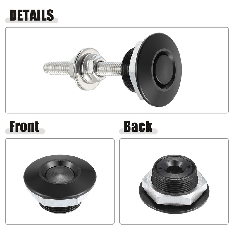 X AUTOHAUX Black Bumper Aluminum Alloy Hood Pin Lock Push