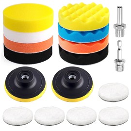 Qeuufieu 125 mm Polishing Sponges Pads, 17 Pieces Polishing Set, Polishing Attachment, Angle Grinder, Polishing Sponge, Polishing Pad for Car Polishing Machine (125 mm - Set of 17)