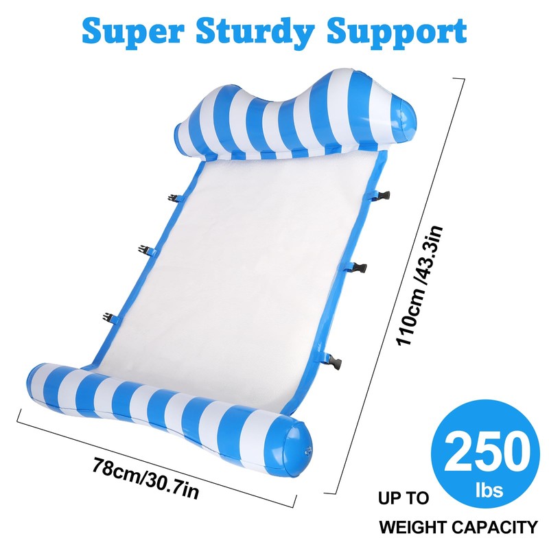 Water Hammock, Durable Portable Pool Inflatable, 4-in-1 Inflatable Pool Floats,