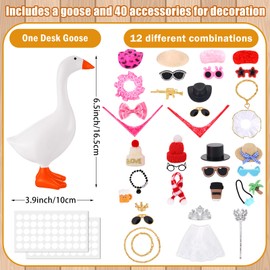 12 Set Desk Goose Outfits, Mini Desk Goose Clothes with 7 inch Goose Statue