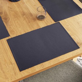 Encasa Homes Dining Placemats (Set of 6 pcs) Made from Fine Ribbed Cotton - Perfect Size 19 x 13 inch, Smart Modern Colours & Designs, Use at Home, Cafes, Restaurants & Hotels - Solid Grey