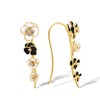 Santuzza Enamel Black & White Flower Ear Climber Earrings 925