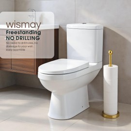 Wismay Toilet Paper Holder Stand for Max 5 Paper Rolls, Freestanding TP Holder, Roll Holder Storage, Stainless Steel - Gold