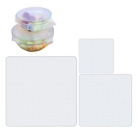 Silicone Wrap Lids Food Storage Bowl Covers Reusable Clear Cold Resistant Heat Resistant Seal Leak Resistant for Dishwasher Refrigerator Silicone Wrap Microwave (Set of 3)
