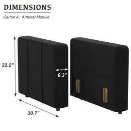 Belffin Velvet Armrest for Modular Sectional Sofa, Armrest Module for Sectional Sleeper Sofa Bed, Black