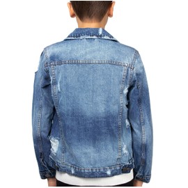 X RAY Boys Denim Jacket Washed Casual Fall Outerwear Trucker Jean Jacket, Medium Blue, L (14/16)