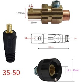 RIVERWELD TIG Welding Cable Panel Connector Socket Kit DKJ35-50 & DKZ35-50 Quick Release 315Amp Black 4pcs