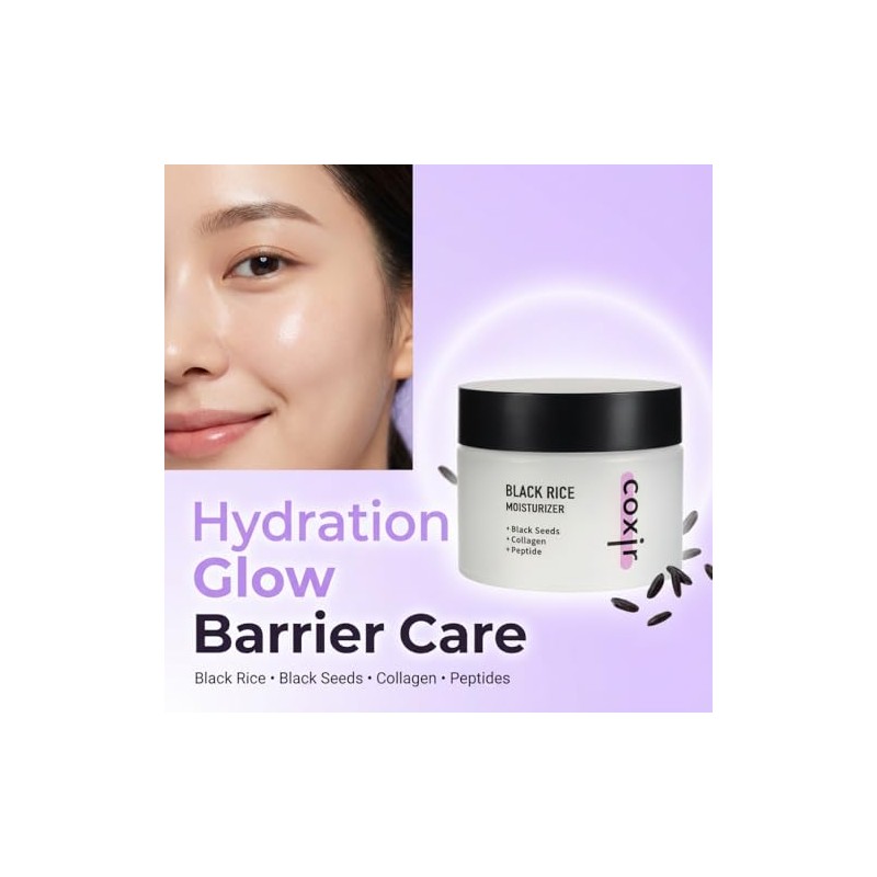 Korean Black Rice Face Moisturizer Cream by Coxir, Hydrating K-Beauty