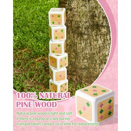 RM ROOMERS Giant Wooden Yard Dice Game, 3.15IN Large Dice for Family Outdoor Fun, Party and Backyard Games, Jumbo Dice Games for Adults, 6 PCS Dice Set with A Canvas Bag