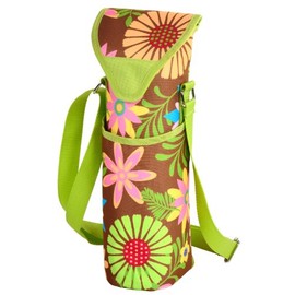 Picnic at Ascot Insulated Wine/Water Bottle Tote with Shoulder Strap - Floral